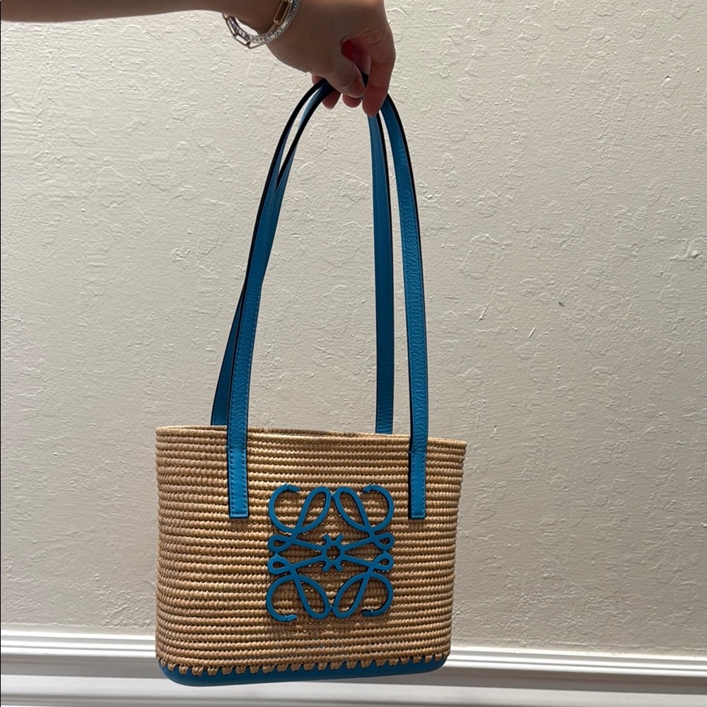 Loewe Square Basket Mini Bag 'Natural/Topaz Blue' - Picture 8 of 11